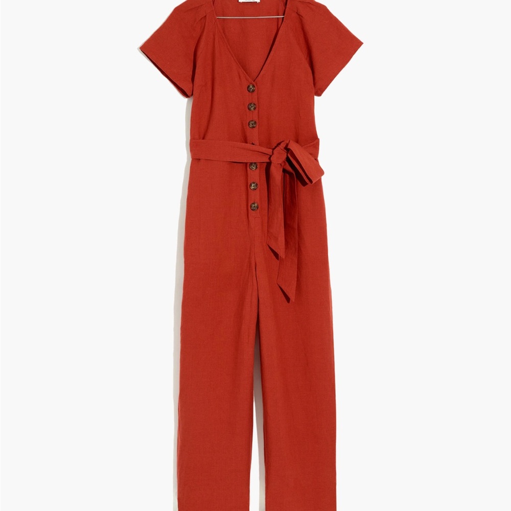 Madewell Rust Button-Down Jumpsuit
